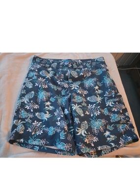 Men's Blue Floral & Pineapple Swim Board Shorts